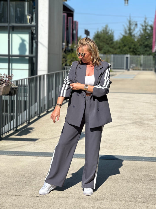 Ensemble blazer bandes coco Gris