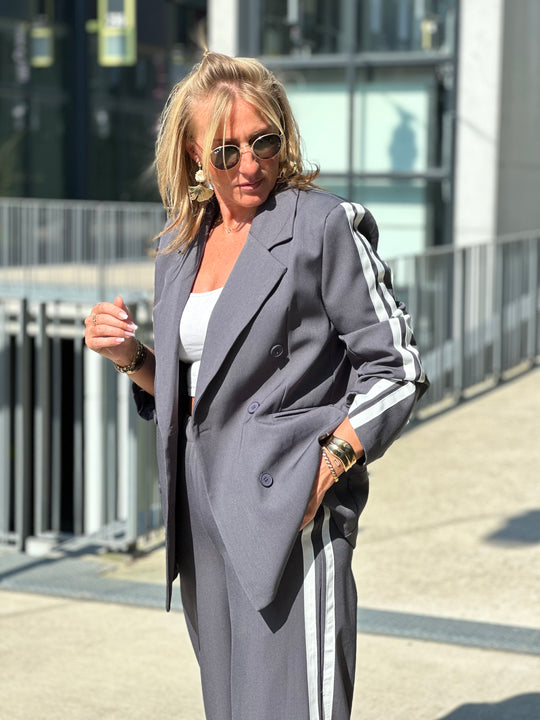 Ensemble blazer bandes coco Gris