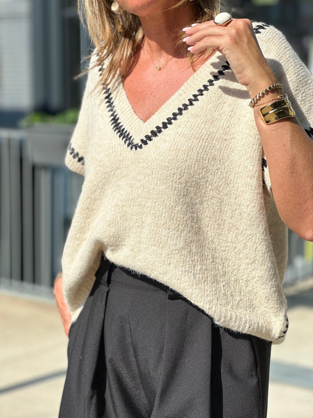 Pull sans manches beige Eden