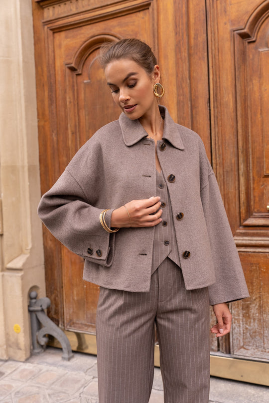 Veste laine Louise Taupe