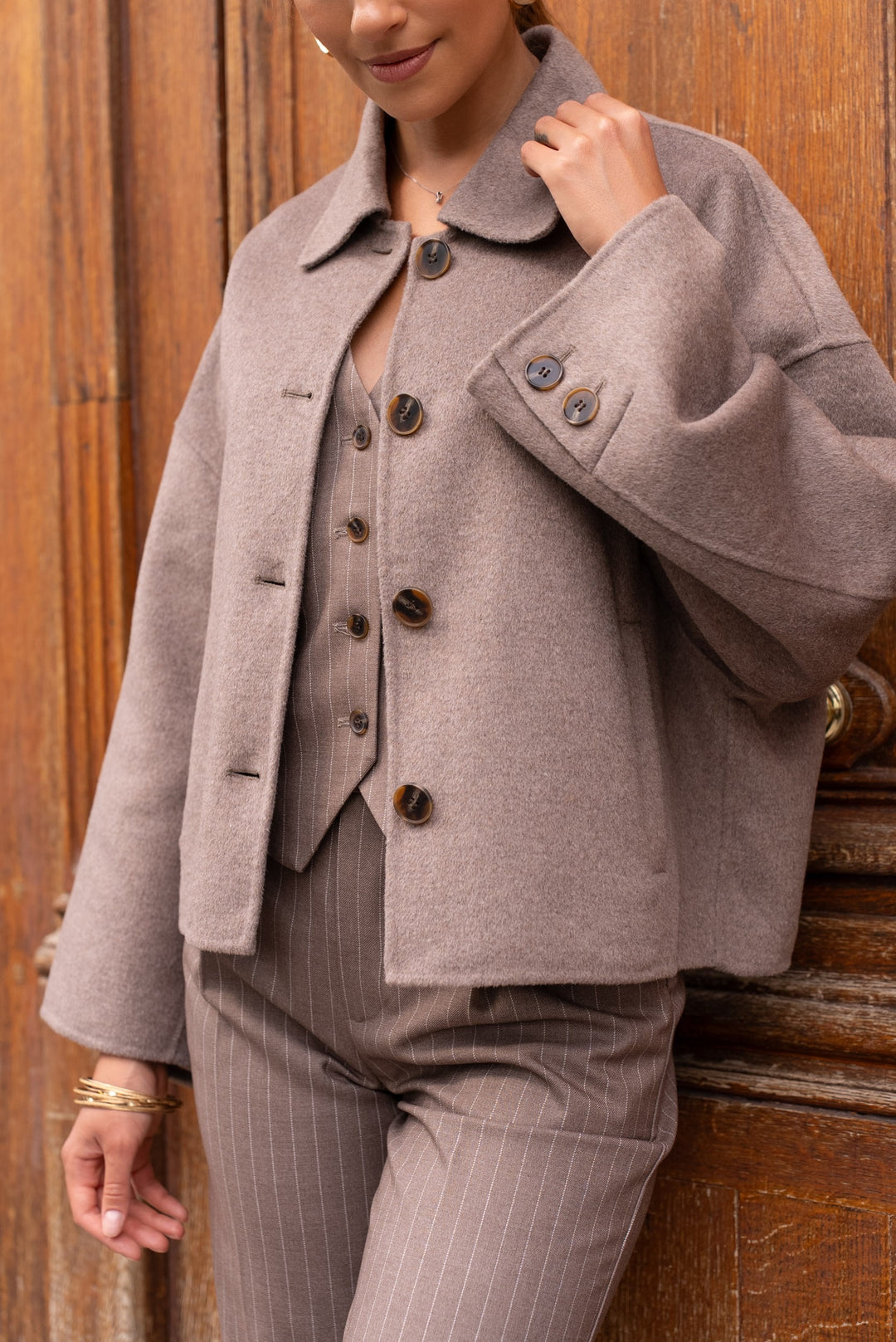 Veste laine Louise Taupe