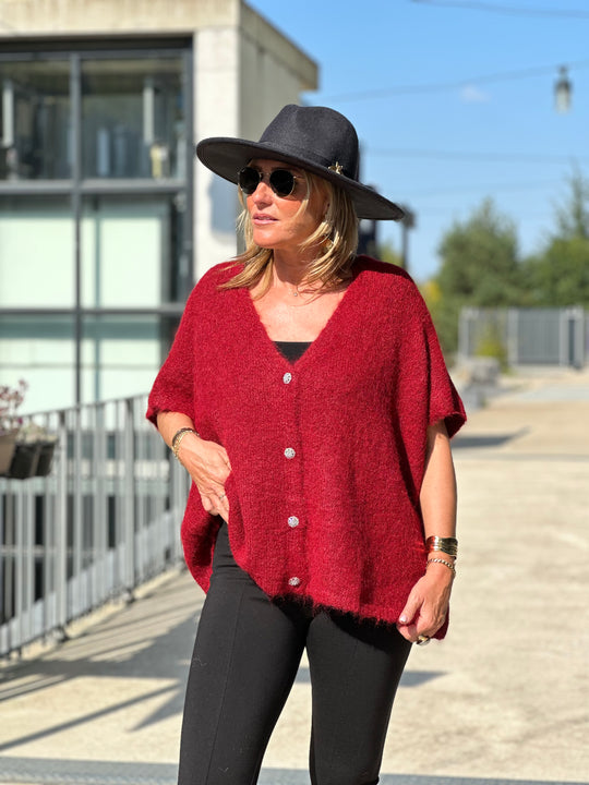 Gilet/pull maille Maya bordeaux