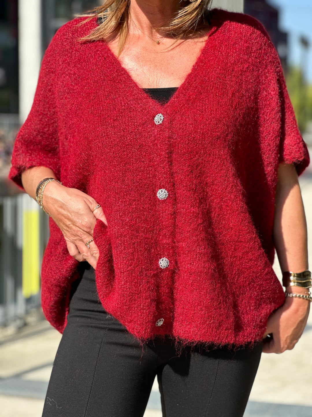 Gilet/pull maille Maya bordeaux