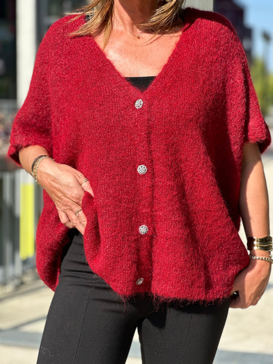 Gilet/pull maille Maya bordeaux