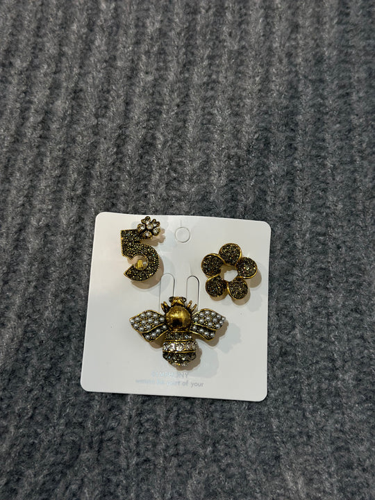 3 broches abeilles