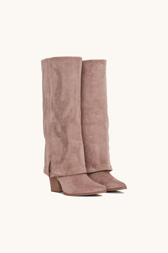 Boots daim strass Pauline beige (LQ-128)