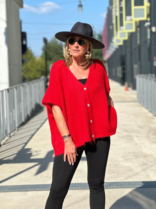 Gilet/pull maille Maya Rouge