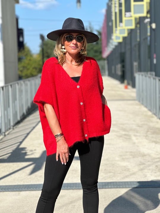 Gilet/pull maille Maya Rouge