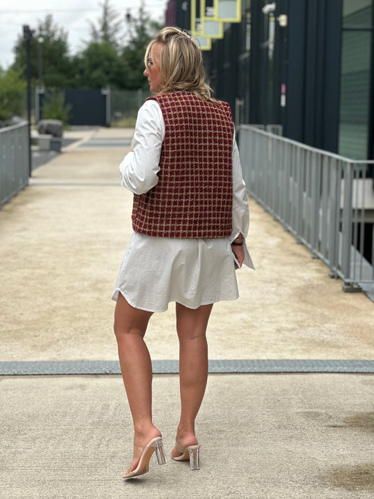 Gilet tweed bordeaux