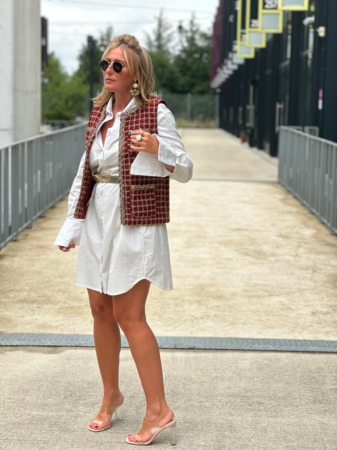 Gilet tweed bordeaux