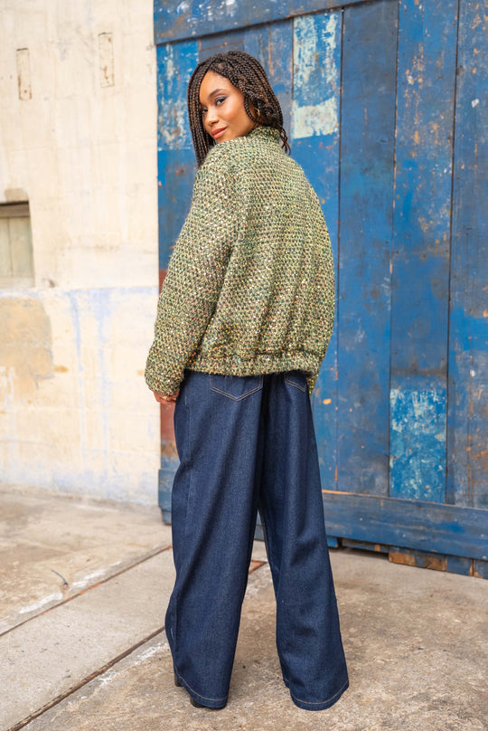 Bomber mailles paillettes en vert