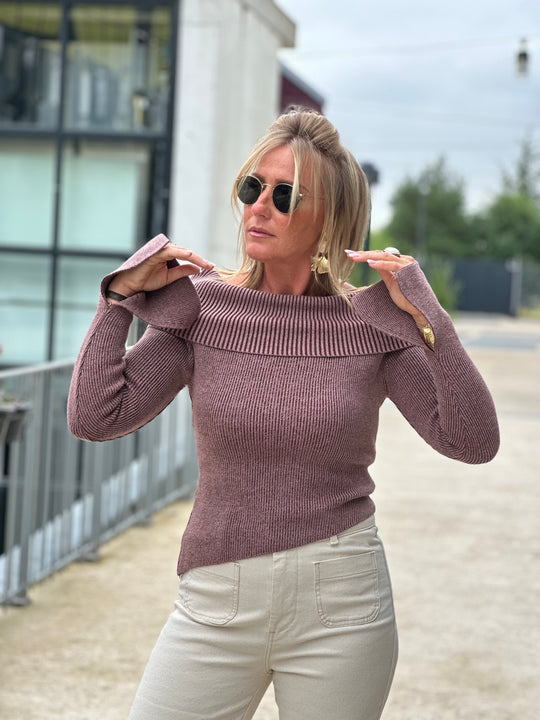 Pull épaulette taupe