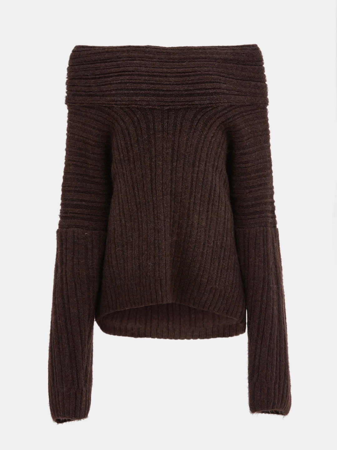 Pull grand col Iris Marron