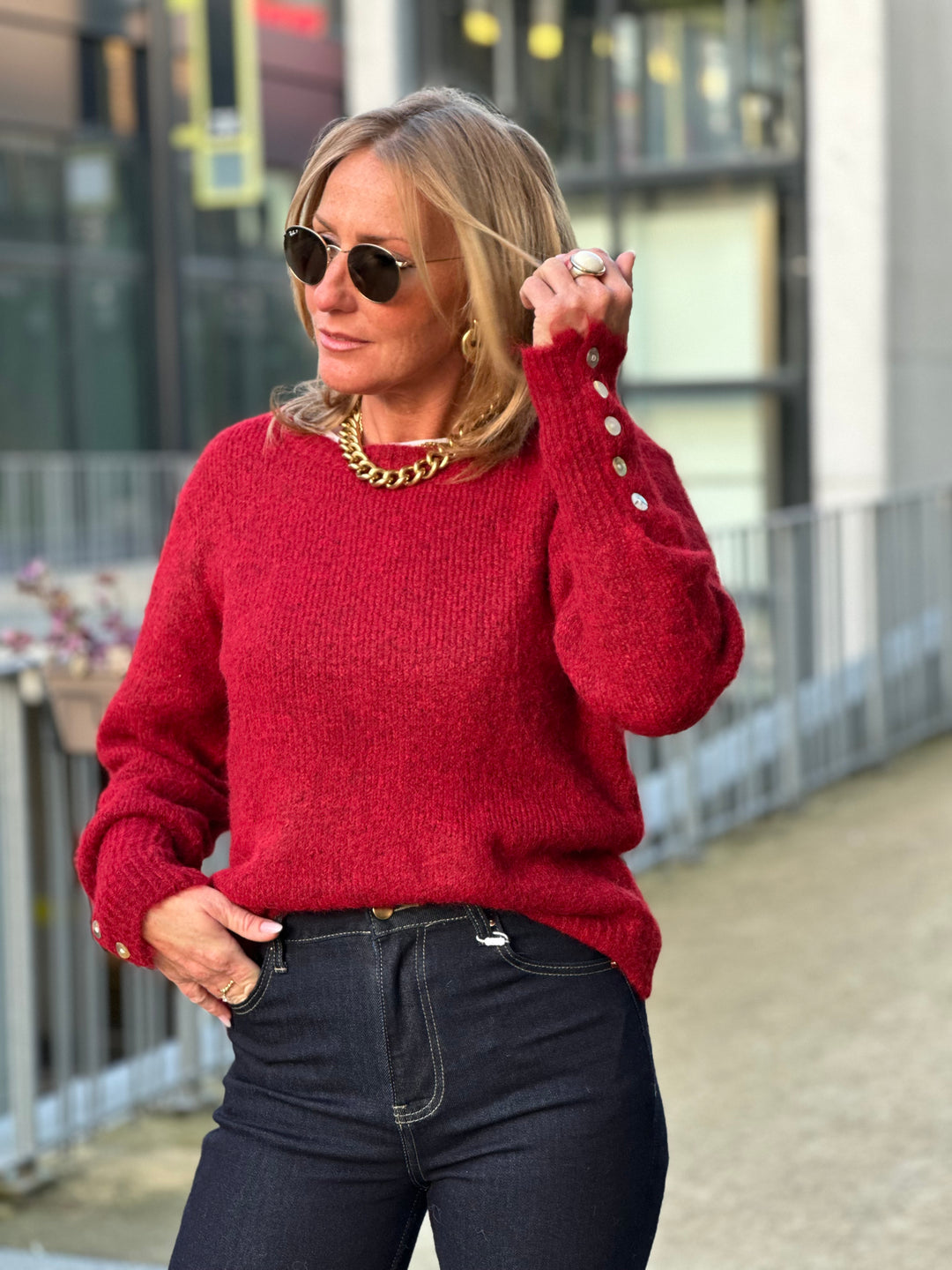 pull maille bordeaux iris / KI