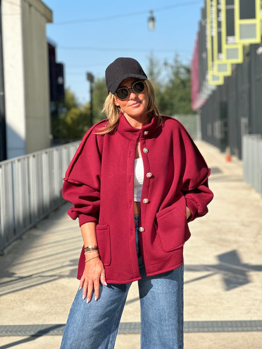 Veste Sweat oversize bordeaux Manon (précommande 6j)