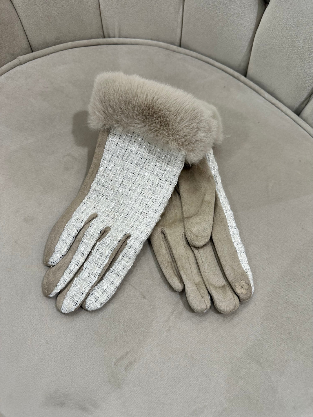 Gants en tweed fourrure