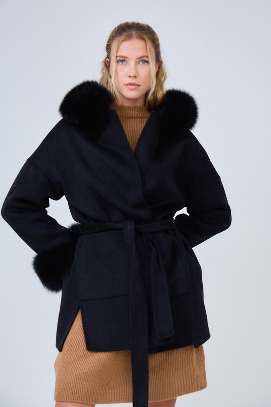 Manteau Veronica version Court Noir