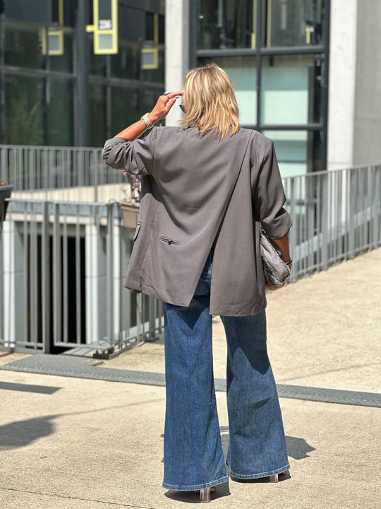 Blazer oversize ouvert dos En Gris Elodie