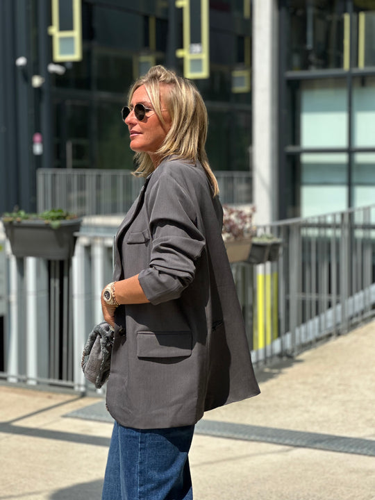 Blazer oversize ouvert dos En Gris Elodie