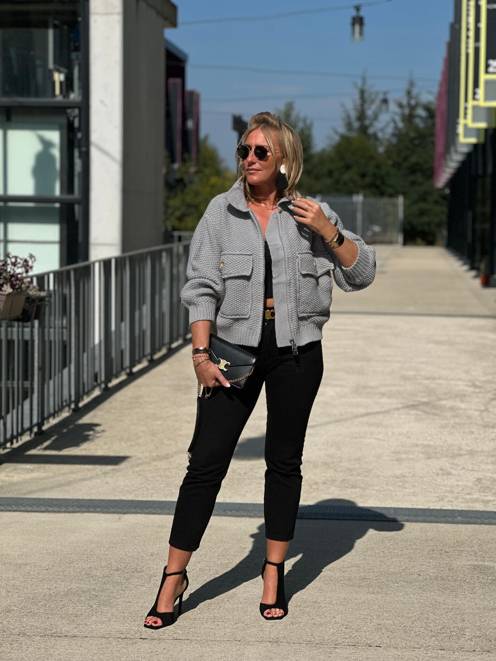 Veste bomber en maille gris Anoush