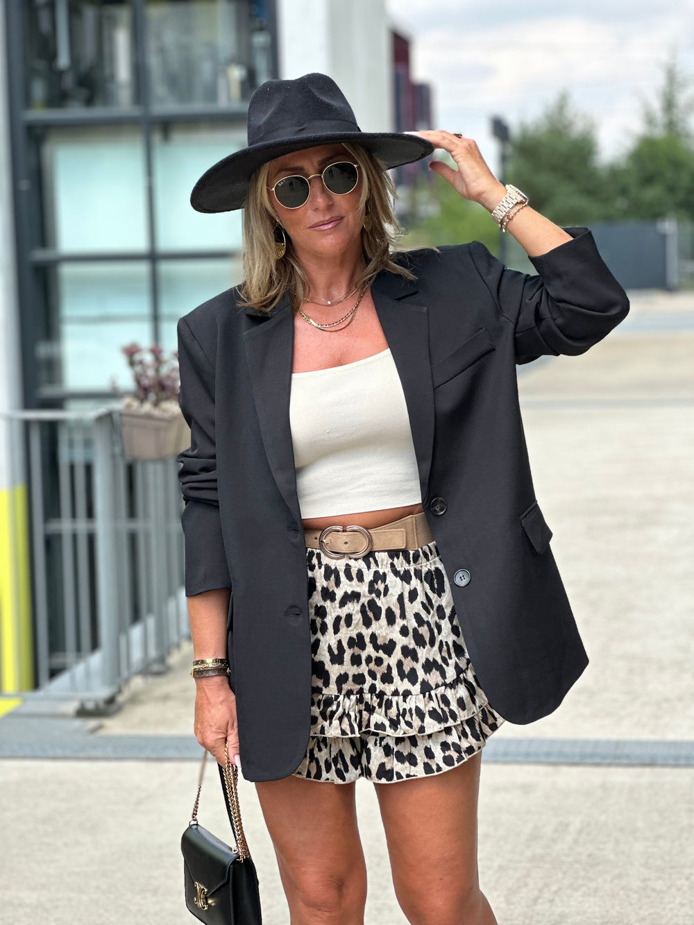 Blazer oversize ouvert dos En Noir Elodie