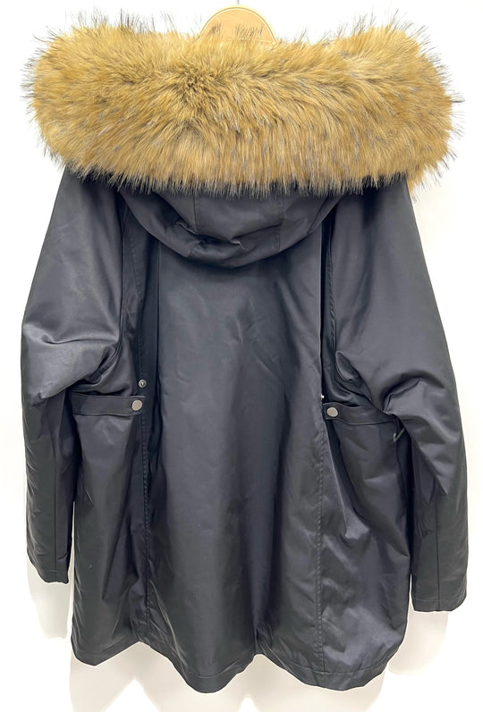 Parka Noir capuche Fourrure Olivia