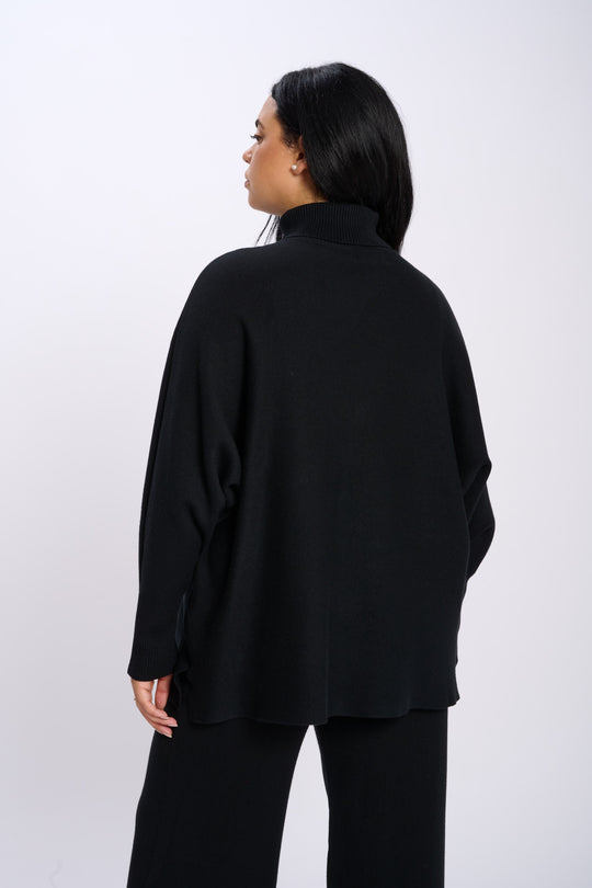 PULL COL ROULE SOPHIE NOIR (40 au 50)