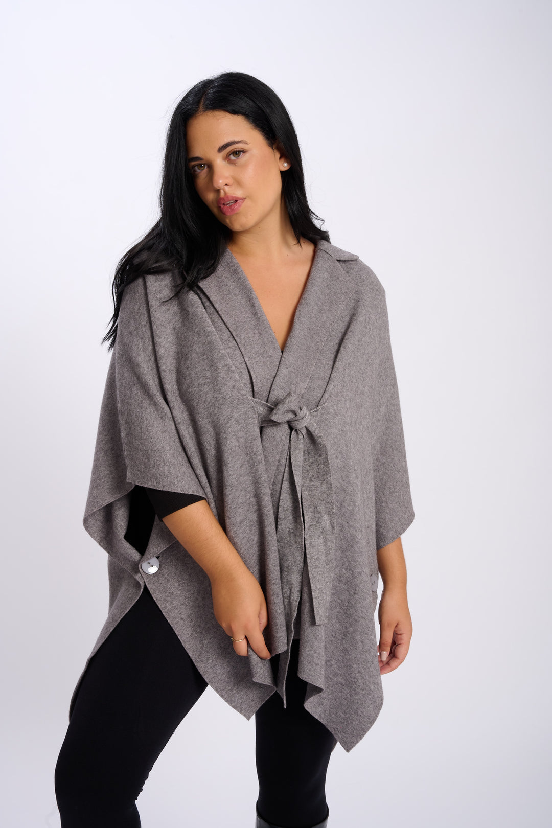 PONCHO MAILLE SOPHIE GRIS