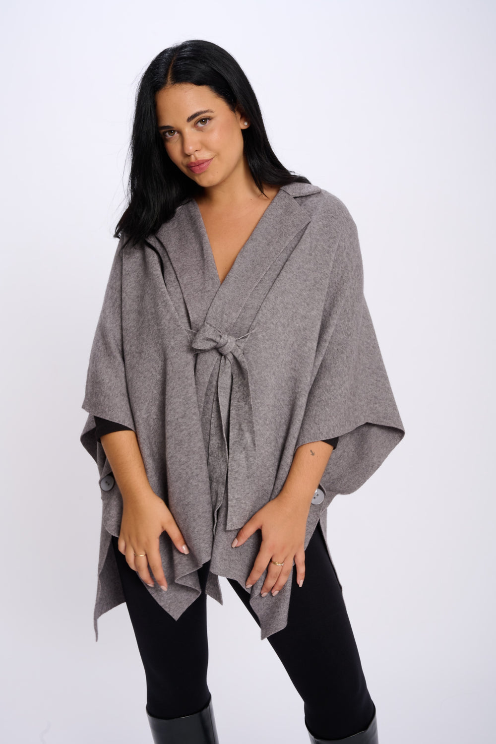 PONCHO MAILLE SOPHIE GRIS