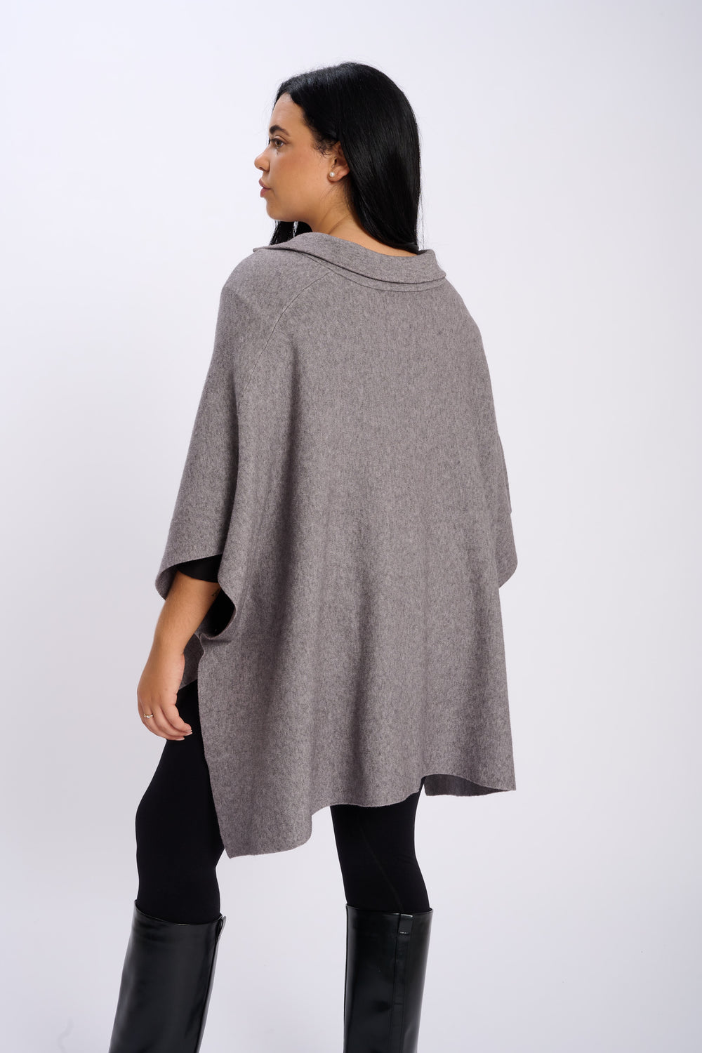 PONCHO MAILLE SOPHIE GRIS