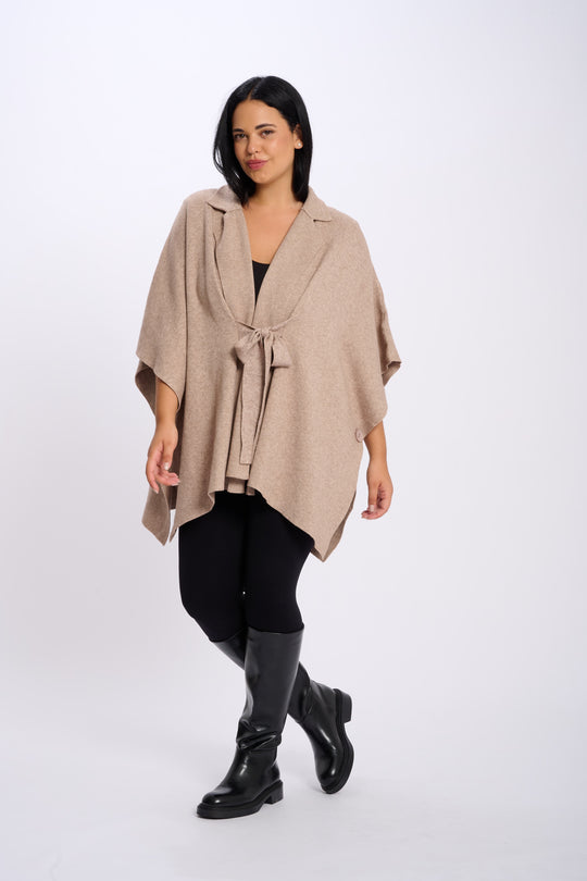 PONCHO MAILLE SOPHIE TAUPE