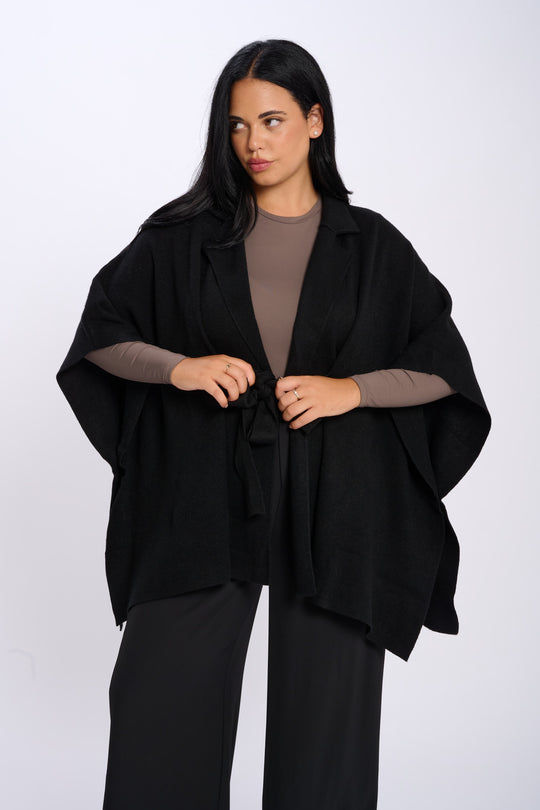 PONCHO MAILLE SOPHIE NOIR