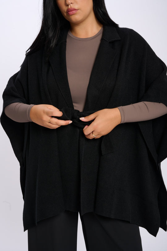 PONCHO MAILLE SOPHIE NOIR