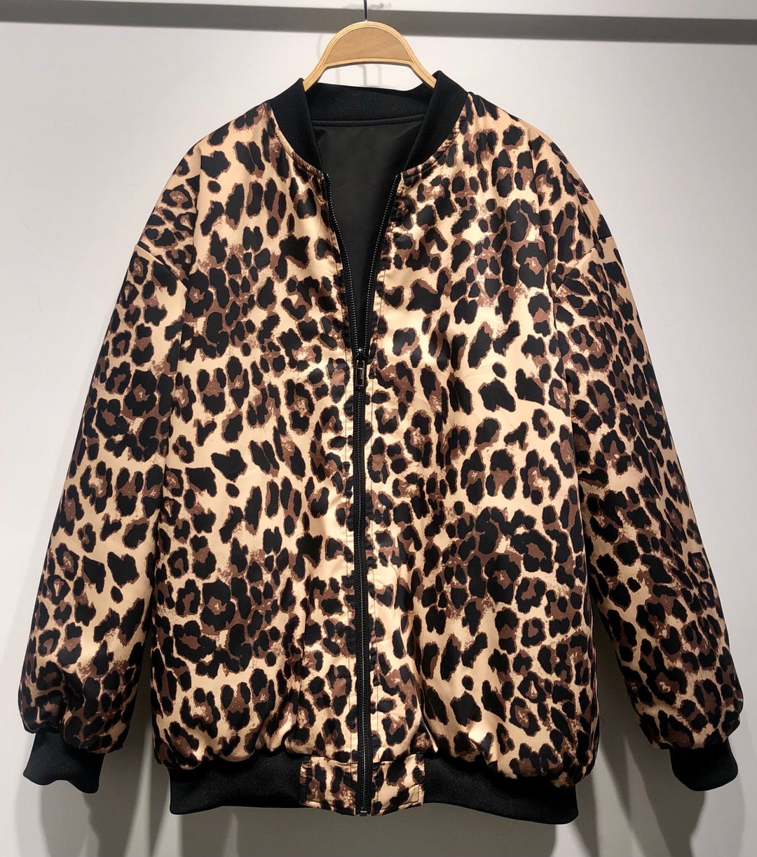 Parka court réversible Noir/leopard