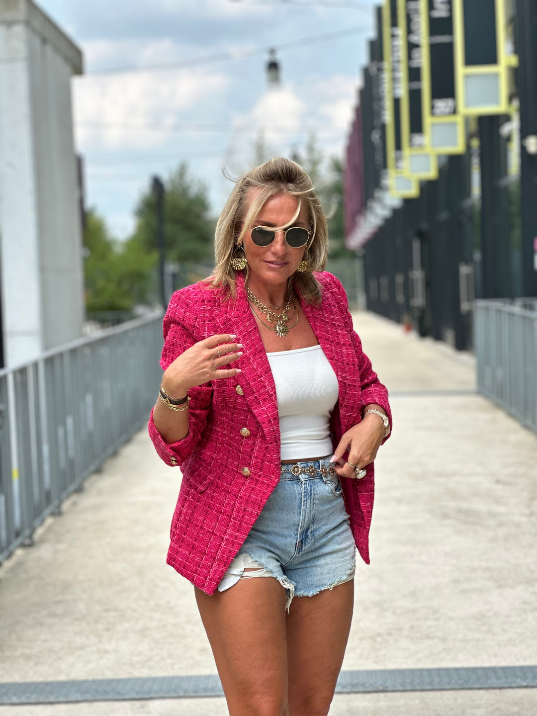 Veste tweed fushia/bordeaux/rose Louise