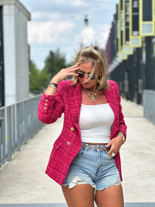 Veste tweed fushia/bordeaux/rose Louise