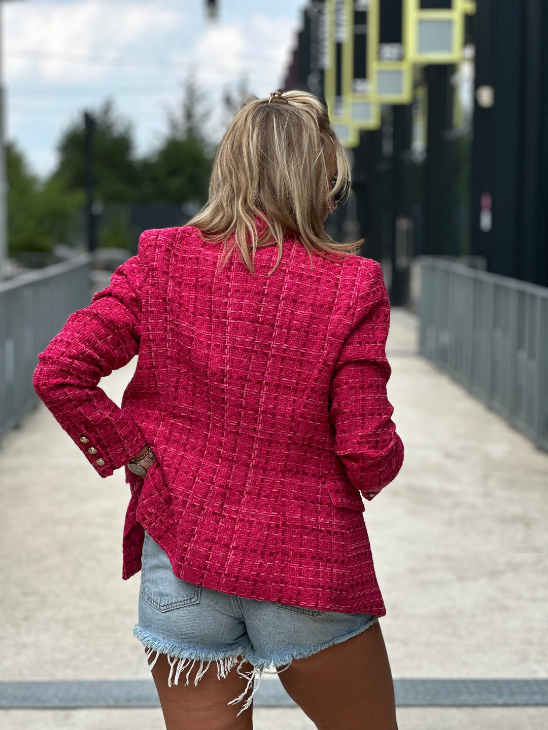 Veste tweed fushia/bordeaux/rose Louise