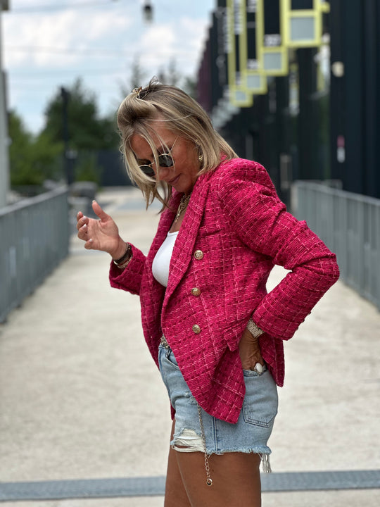 Veste tweed fushia/bordeaux/rose Louise