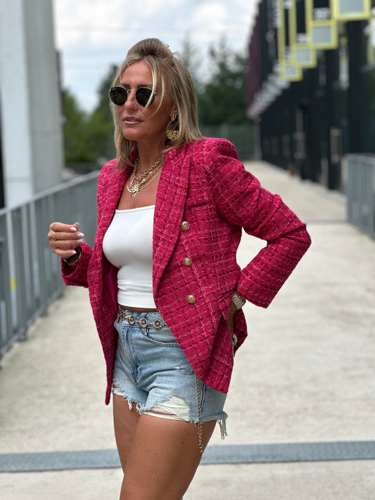 Veste tweed fushia/bordeaux/rose Louise