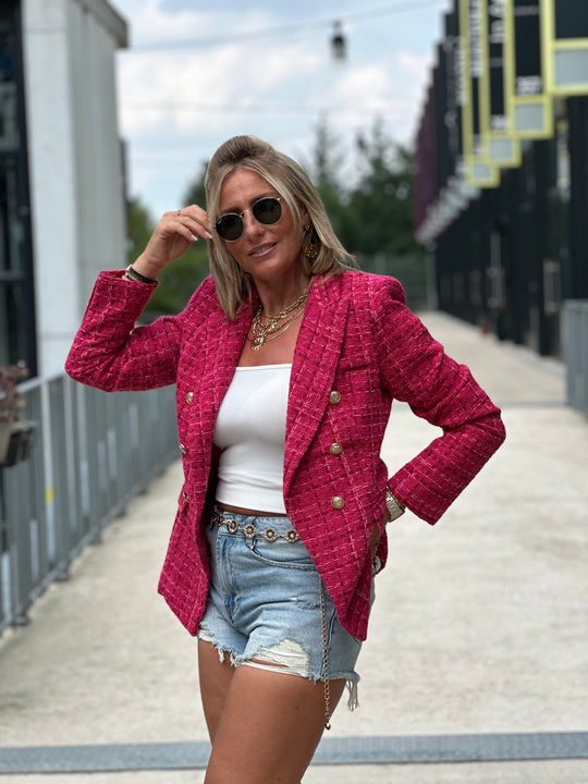 Veste tweed fushia/bordeaux/rose Louise