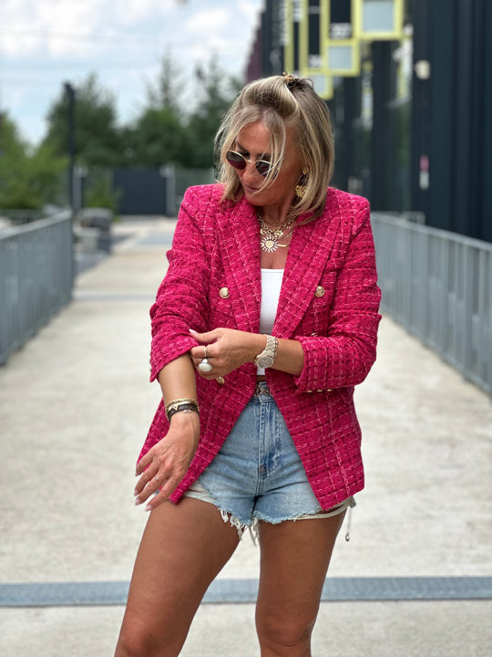 Veste tweed fushia/bordeaux/rose Louise