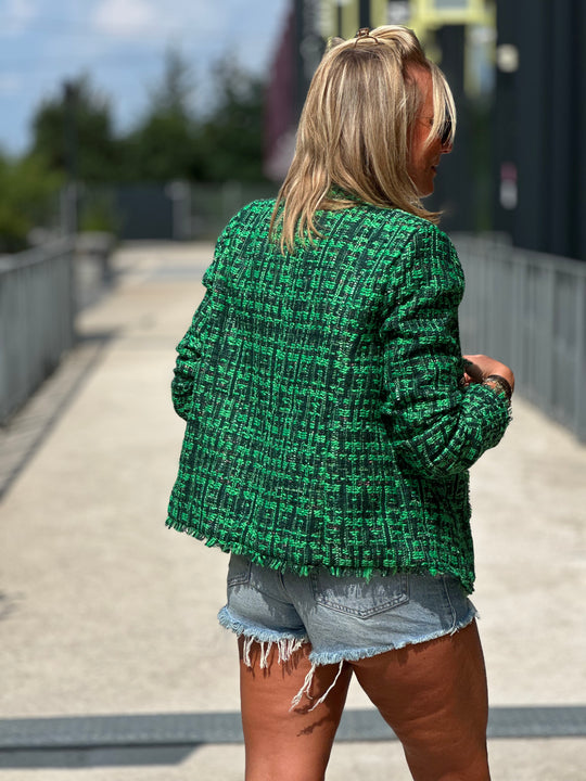 Veste tweed droite Vert Mia