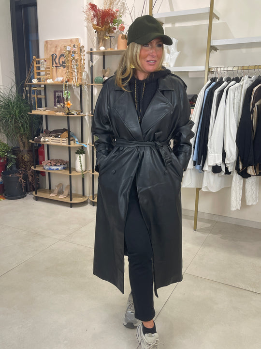 Trench similicuir loose noir/8178