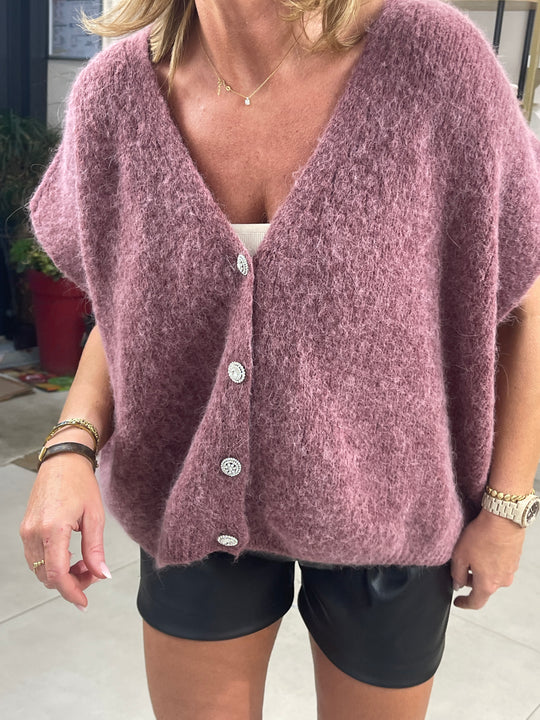 Gilet/pull maille Maya bois de rose