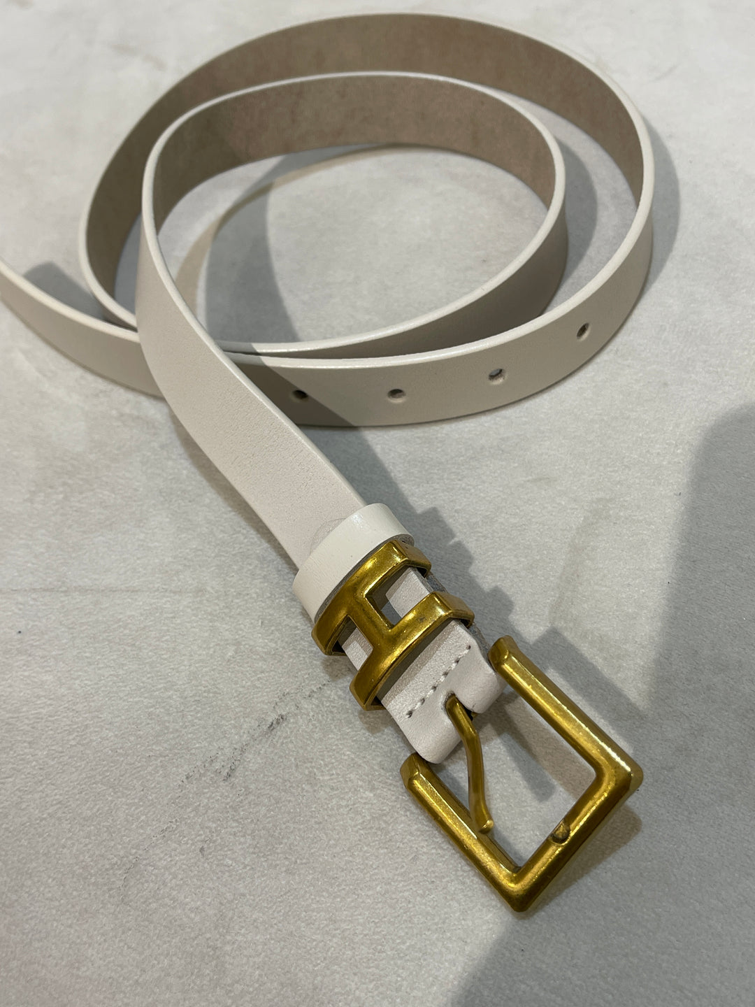 Ceinture cuir H ecru/creme